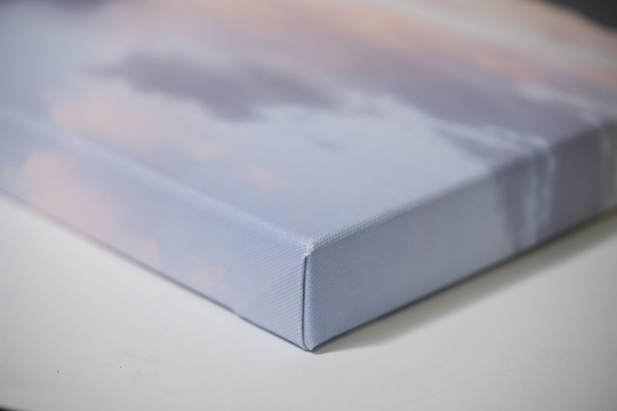 The gallery-wrapped corner of a canvas print
